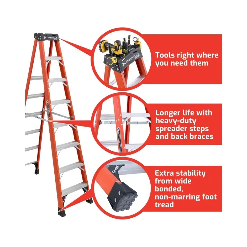 Ladder 8-Foot Fiberglass Step Ladder, 375-Pound Load Capacity, Type IAA, FS1408HD