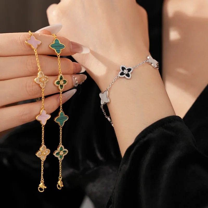 

Classic Crystal Flower Adjustable Bracelet for Women Fashion Personalized Stainless Steel Bracelet Jewelry Accessories Gift