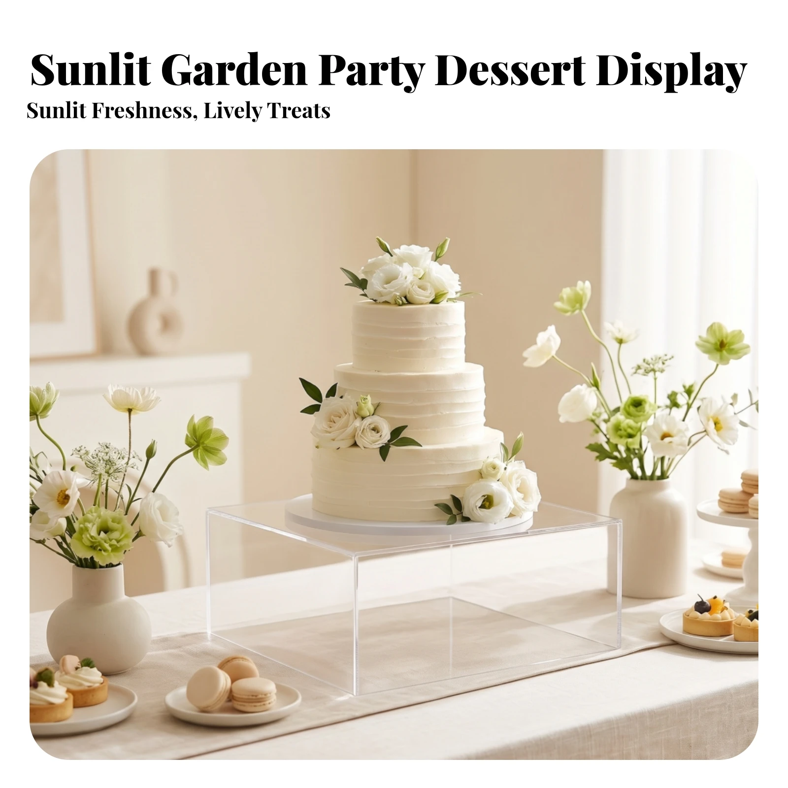 4 Pieces Display Box Clear Fillable Cake Riser Acrylic Cake Stand Transparent for Bakers, Dessert Tables, Weddings