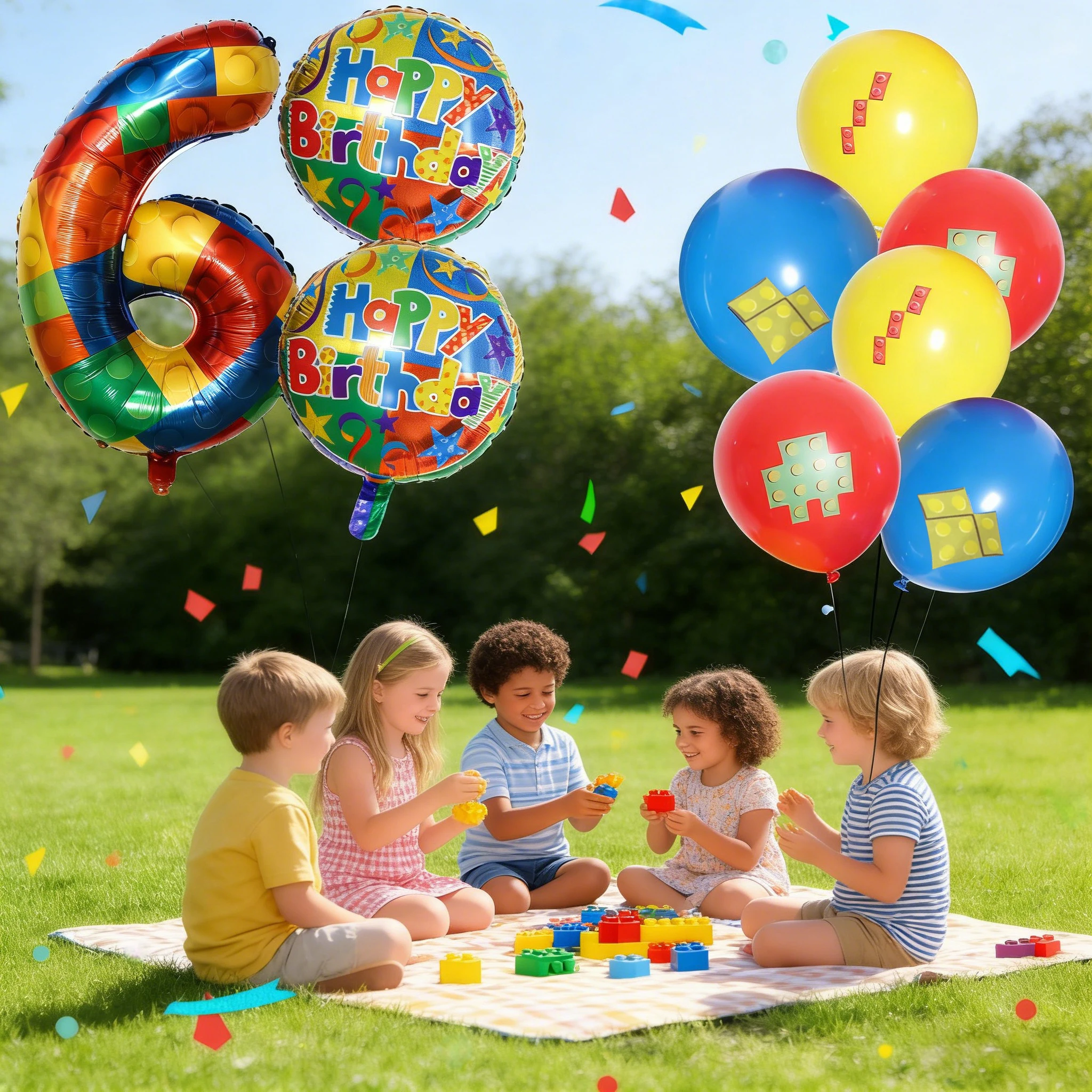 9Pcs 32inch Building Block Number Balloons Foil Balloon for Colorful Blocks Theme Birthday Party Boy Baby Shower Decorations image 6