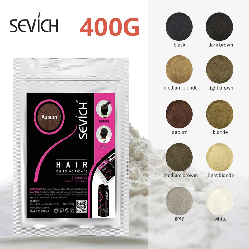 

Sevich 400g Hair Building Fibers Refill 10 Color Keratin Hair Regrowth Fiber Thickening Powders Hair Loss Product Hair Treatment