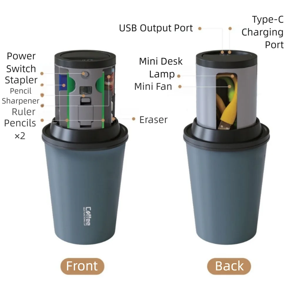 

Детский канцелярский набор 7 в 1, портативная кофейная чашка в форме обучающей чашки для хранения, точилка для карандашей с лампой