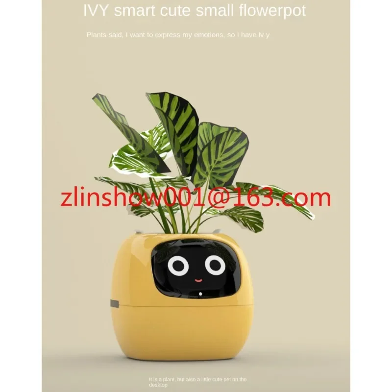 Intelligent Potted Ivy Desktop Green Plant Intelligent Cute Pet interaction Flower Pot Cartoon Expression Plant Emotions English