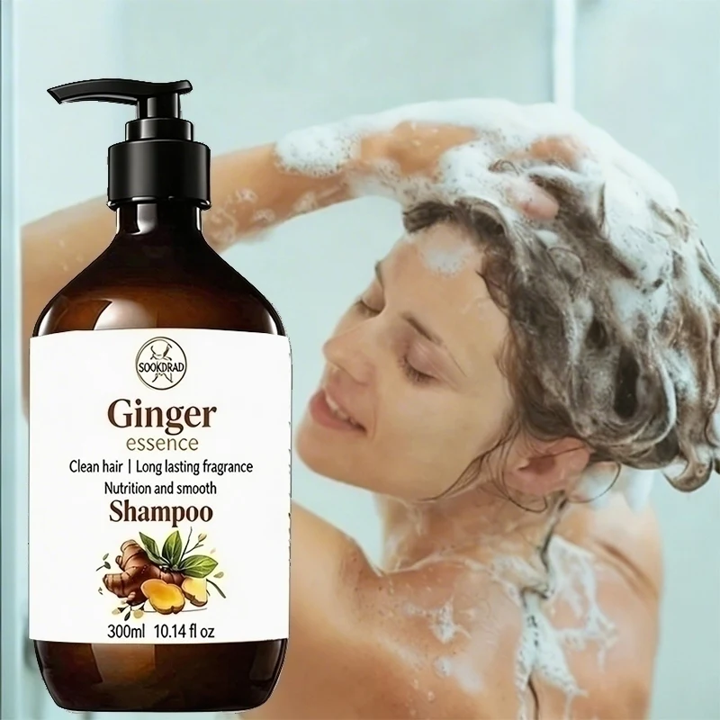 Ginger Essence Shampoo, Soothe Irritated Scalp, Refresh Hair Roots, Soft Silky Strands, 300ml For Late Crowd