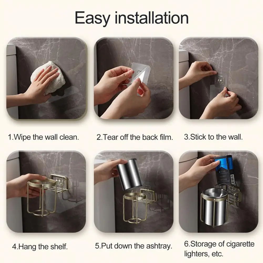 1 Set Durable Wall Hanging Ashtray Cigarette Ash Storage Cup Set Simple Installation Metal Ashtray Large Capacity Mug for Home