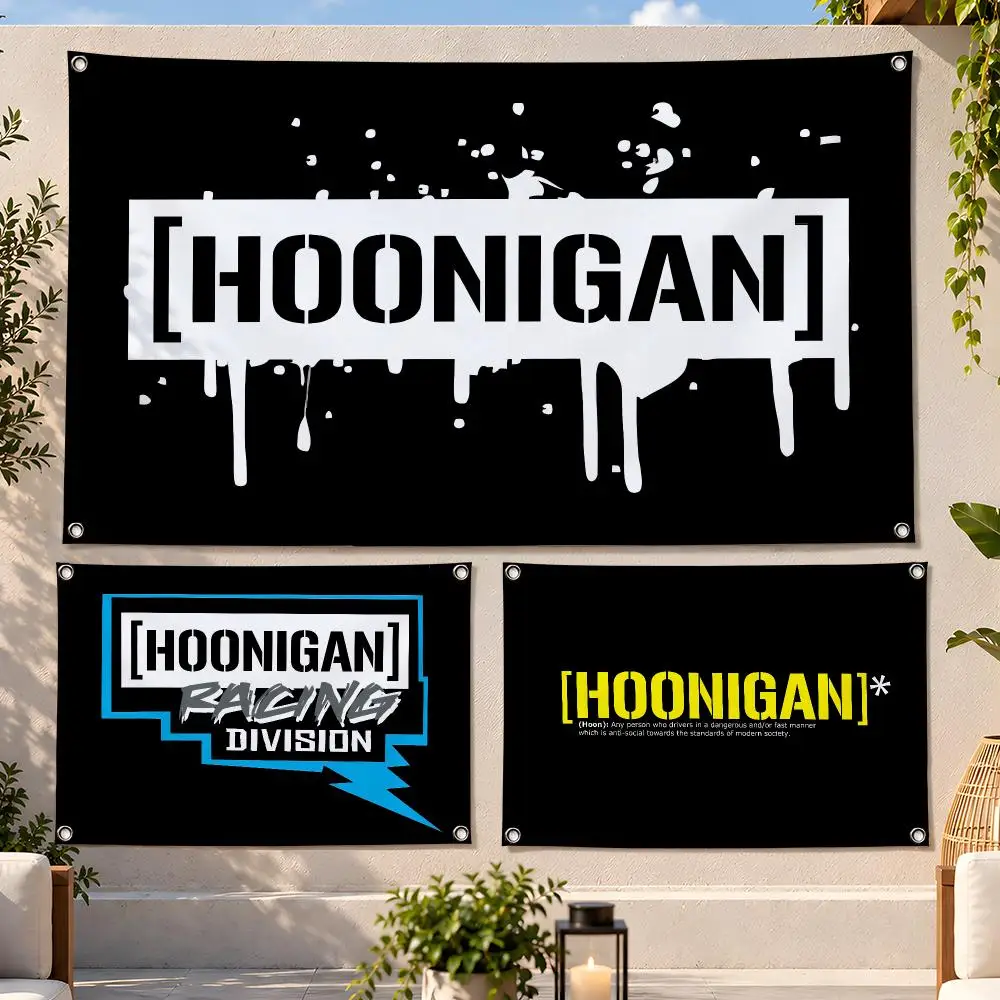 Brand Motorsport Hoonigan Flags Fan Flag Banner Wall Hanging Outdoor Yard Camping Dorm Garage Party Home Decor Gift