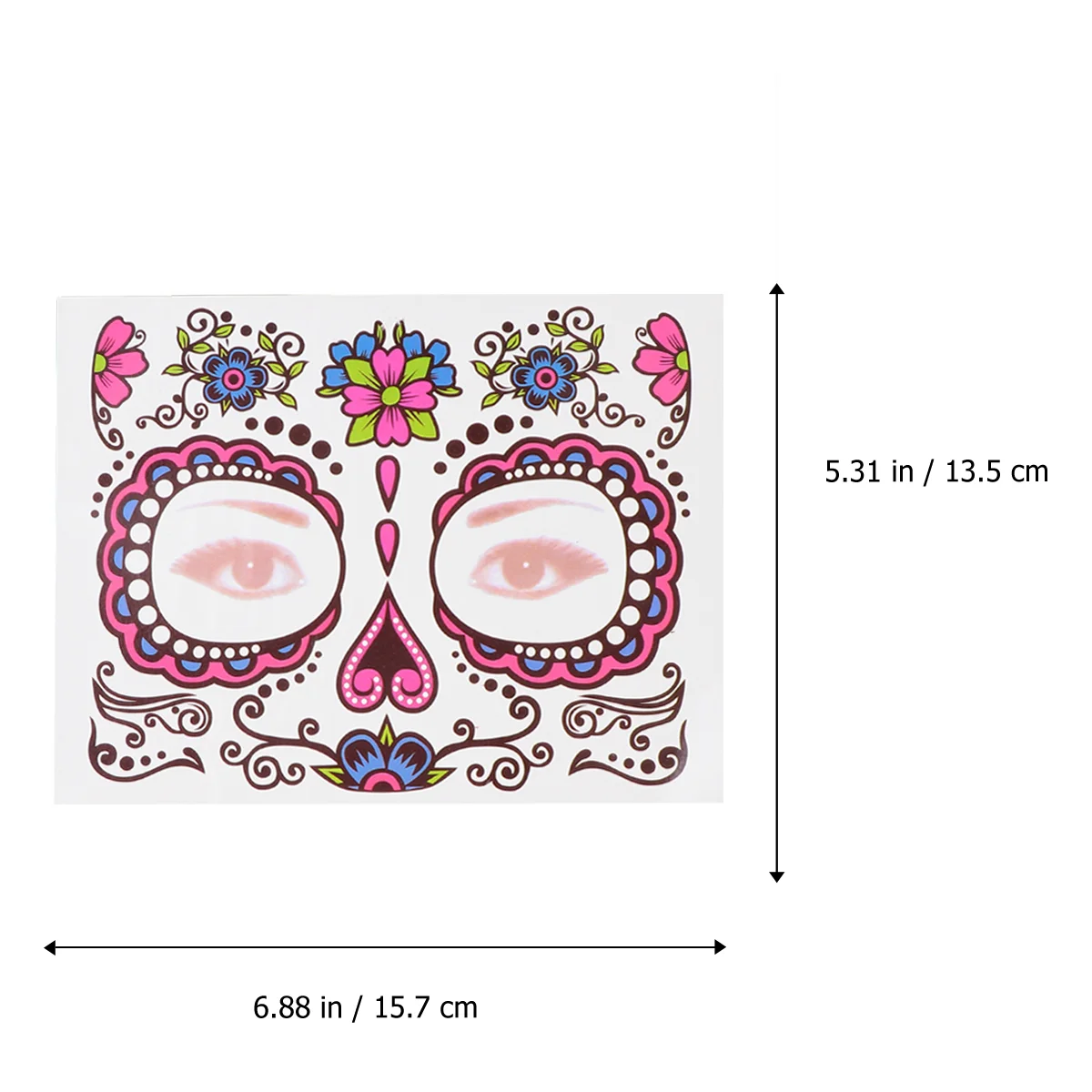 Pegatinas faciales de Halloween, tatuaje Floral de Calavera, maquillaje de transferencia de agua europeo y americano, 8 hojas