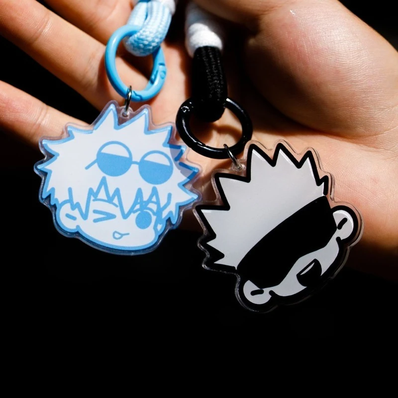 Jujutsu Kaisen Itadori Yuji Gojo Satoru Fushiguro Megumi أنيق سلسلة مفاتيح مصنوعة من الأكريليك حقيبة ظهر الطالب مكافحة فقدان حزام الديكور #3