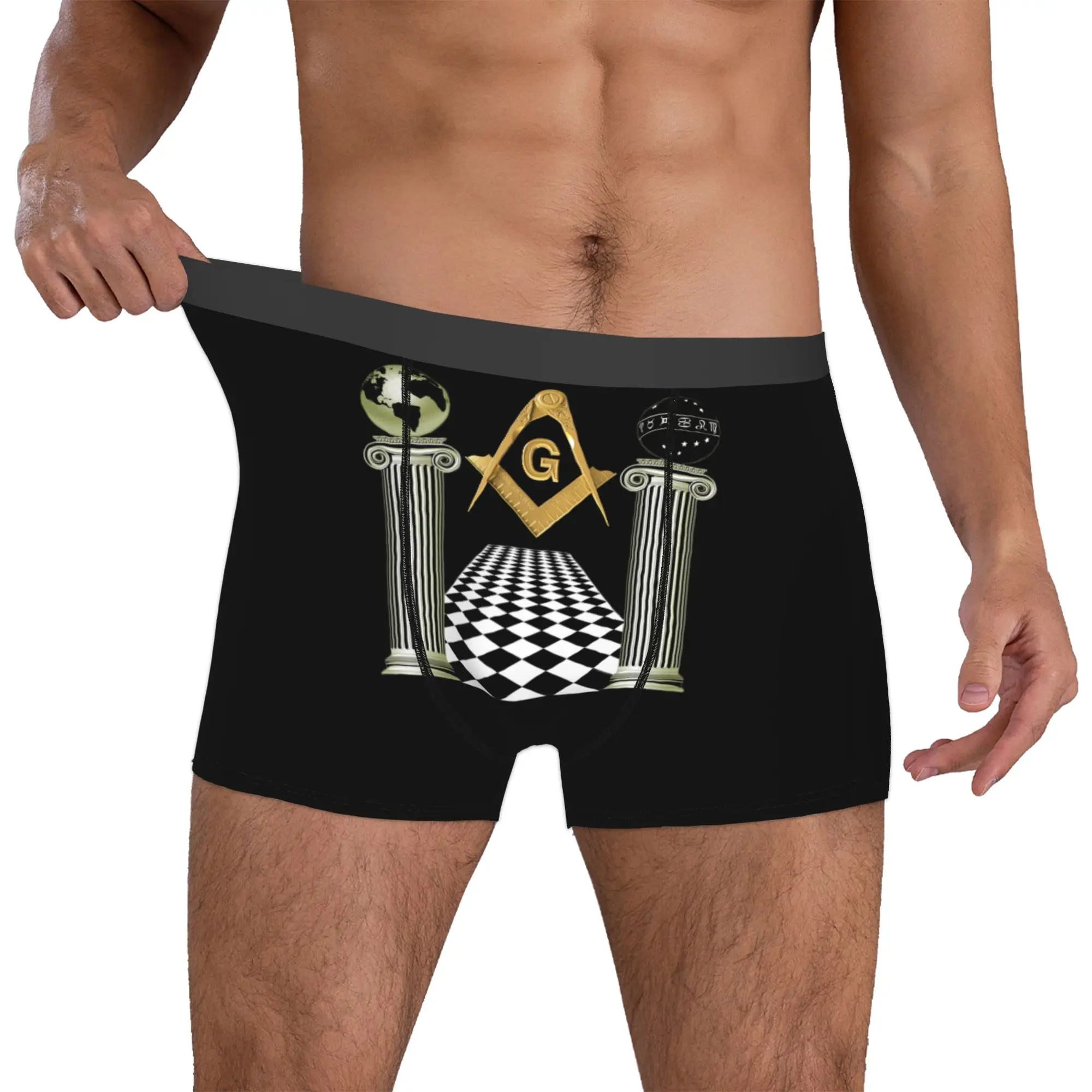 Boaz And Jachin Solomon's Temple Boxers Shorts Men Masonic Mason Freemason Briefs Underwear Cool Underpants