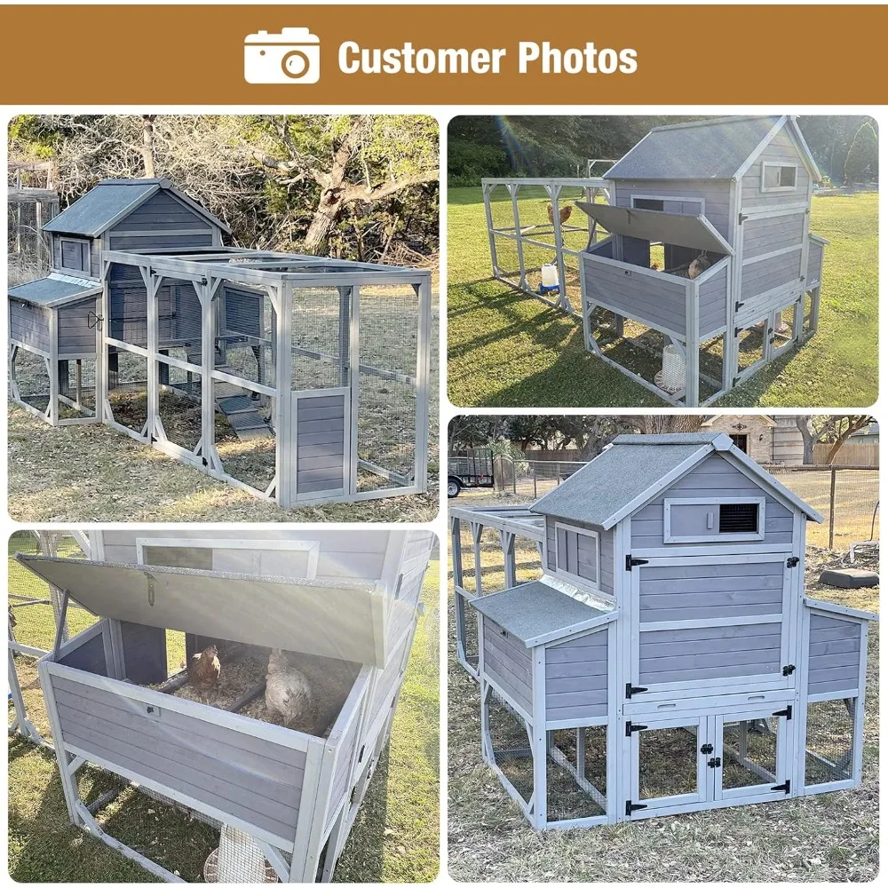 Chicken Coop Cage, Large Hen House with Run Outdoor Poultry Cage for 8-10 Chickens, Super Large (XX-Large) Material Fir