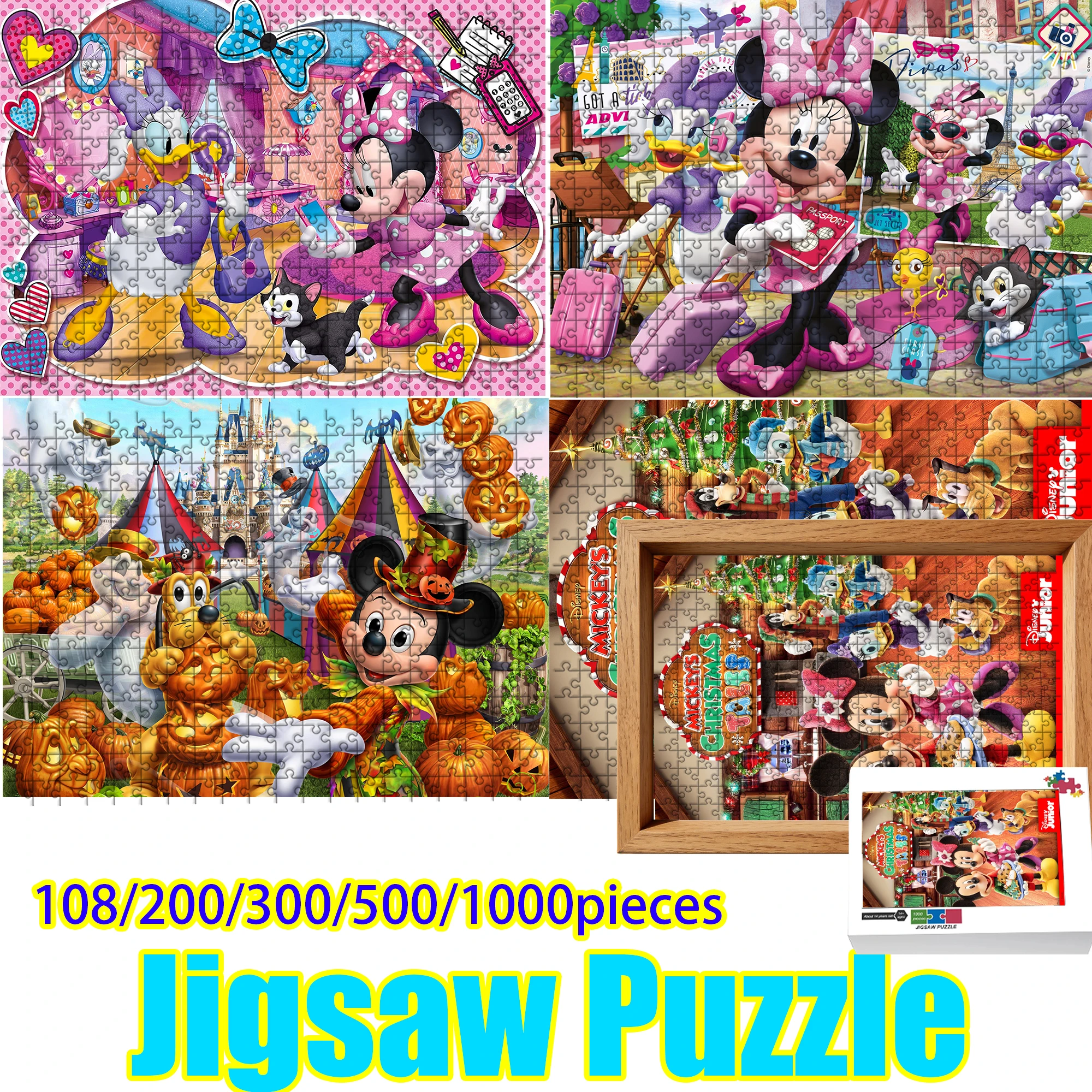 

Disney Mickey, Minnie, Daisy Puzzle 108/200/300/500/1000 Pieces Wooden Floor Puzzle High Quality Gift Fun Party Game
