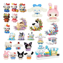 Hello Kitty Building Block Assembled Toys Decorative Ornament Sanrio Anime Figure Kuromi Model My Melody Children's Puzzle Gift