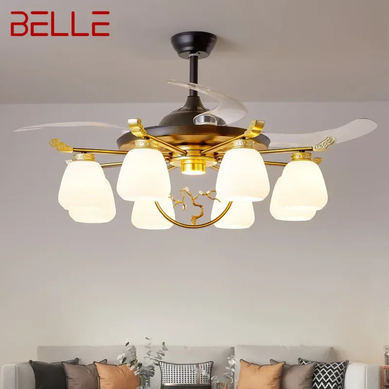 

BELLE Modern Stealth Fan Light Luxury Living Room Restaurant Bedroom Ceiling Fan Light Remote LED Electric Fan Light