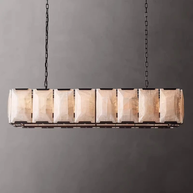 North American natural rough stone chandelier design minimalist living room villa dining room chandelier