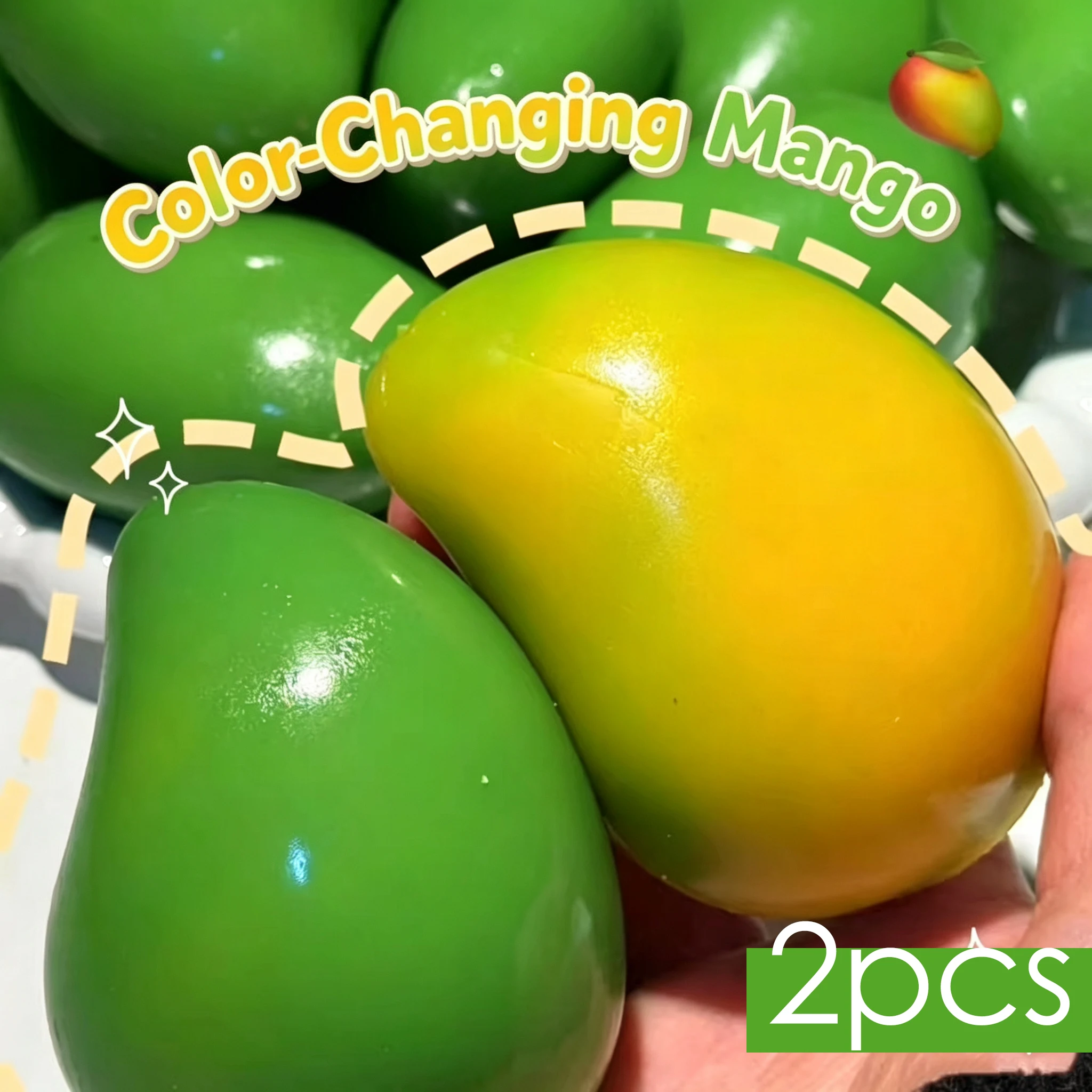 Simulated Mango Squishy Fidget Toy Color Changing Mango ASMR Anti Stress Squeeze Toys for Adults Christmas Party Favors