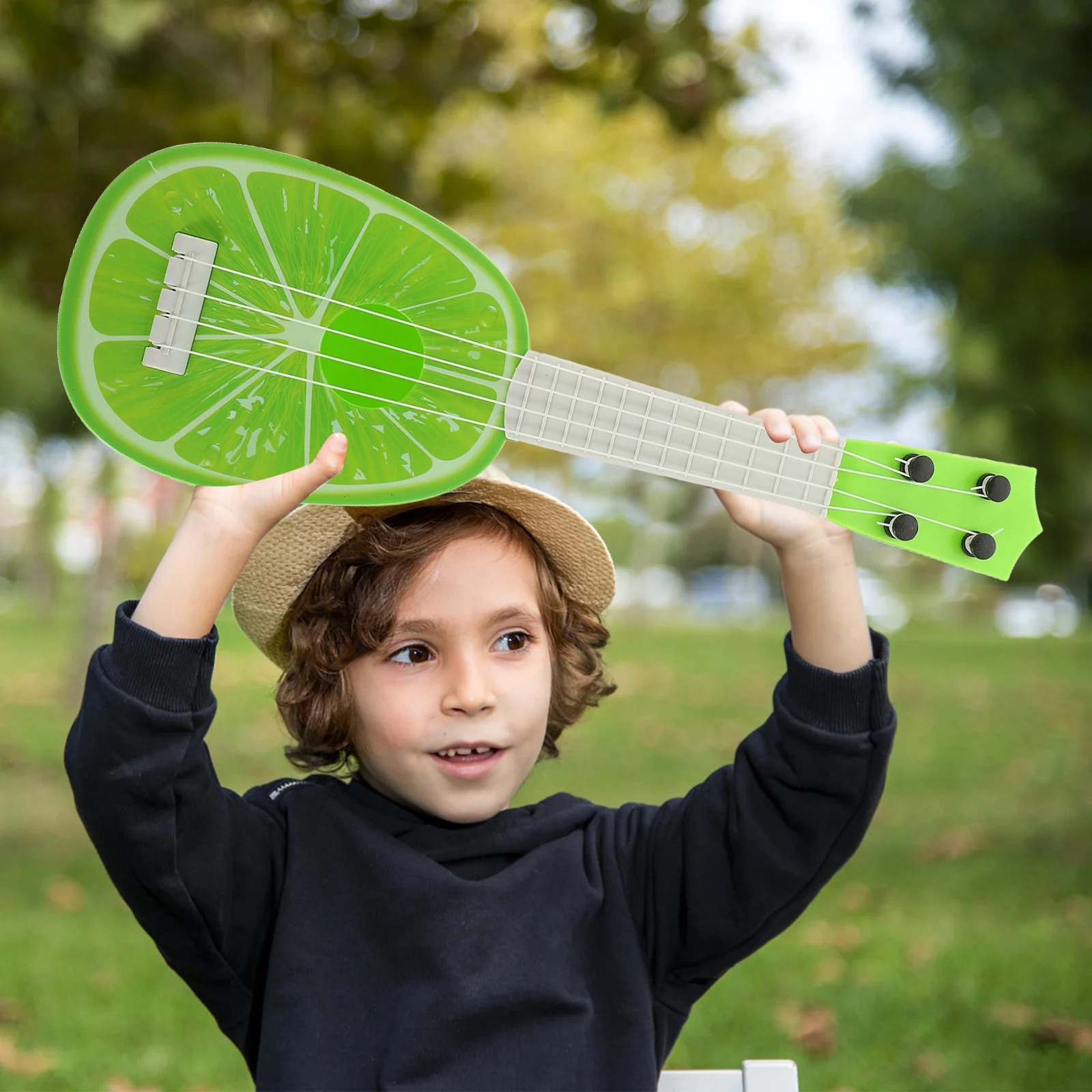 جيتار أطفال بلاستيكي صغير القيثارة ألوان زاهية أداة تعليمية لإدراك الموسيقى تطوير اللعب