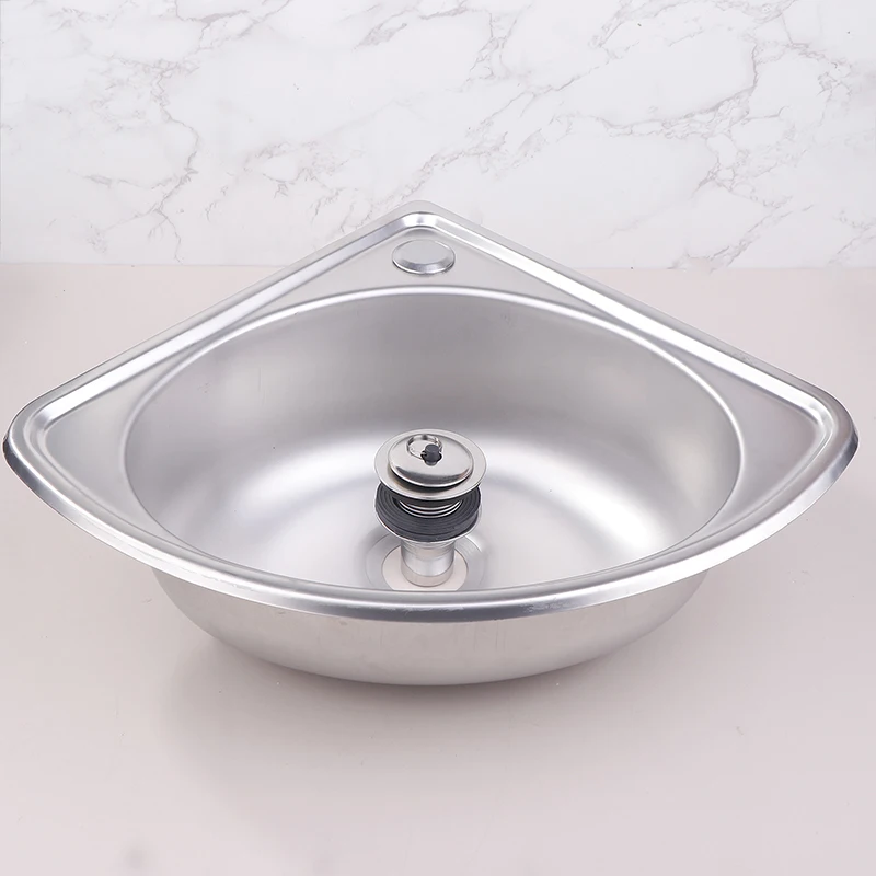 {CCA10} Triangle Kitchen Sink Stainless Steel Bathroom Basins Camper Vegetable Corner Motorhome Bar Steel Small Single Bowl Drop view 4