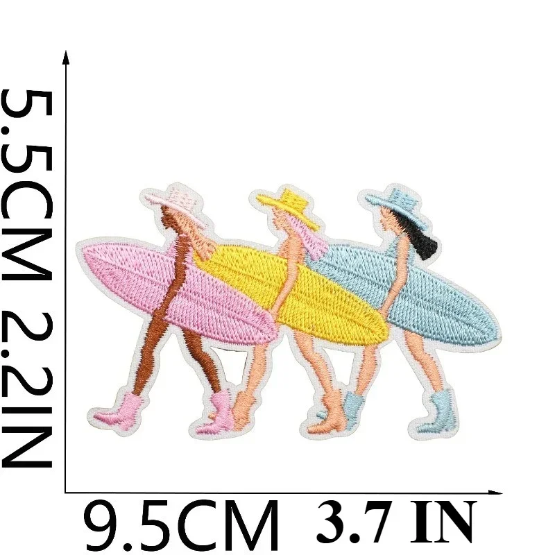 Pink Girl Surf Pie Team Embroidery Cloth Sticker Turtle Patch Sticker Bow Shell Decoration Embroidery Label Big Shark