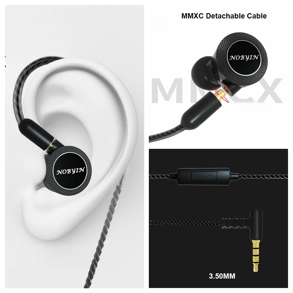 Imagem -06 - Nobyin-fone de Ouvido Hi-fi Dinâmico Monitor Intra-auricular Fone de Ouvido Faça Você Mesmo Wired Earbuds Cabo Destacável Movendo Bobina Headphones Mmcx 6