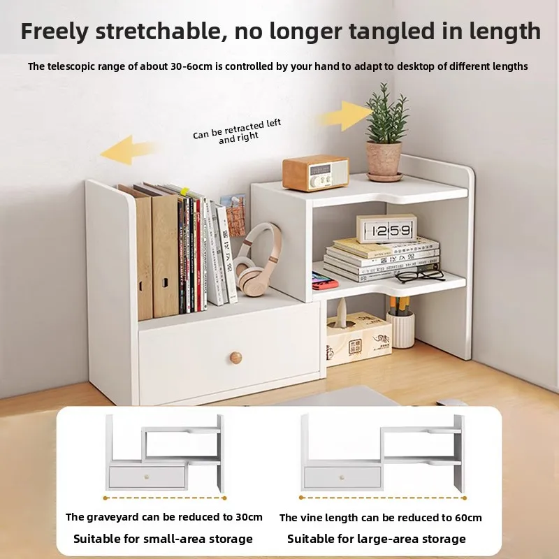 Bookshelf Desktop Shelf Multi-layer telescopic office desk Small desk storage Simple bookcase