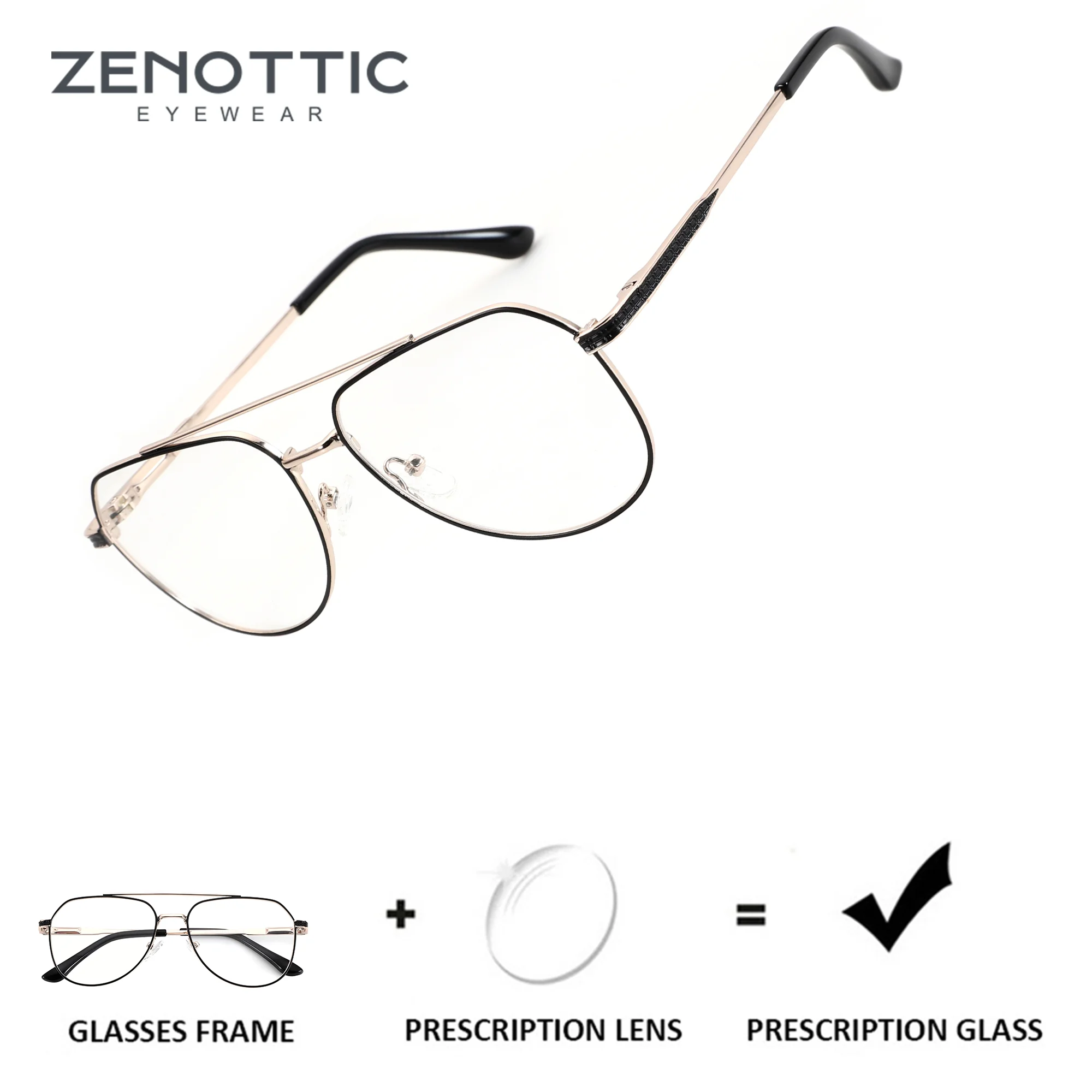 

ZENOTTIC (размер M), классические очки-авиаторы на заказ, очки по рецепту, оптические очки для пилота, близорукости, мужские, фотохромные, с защитой от синего света