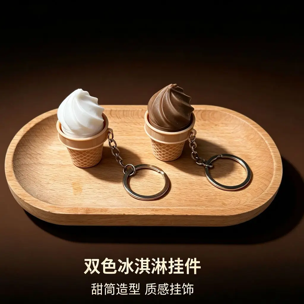Creative Sweetener Button Keycap Decompression Pendant 3D Printed Ice Cream Pressing Keychain Decompression Fun Gift
