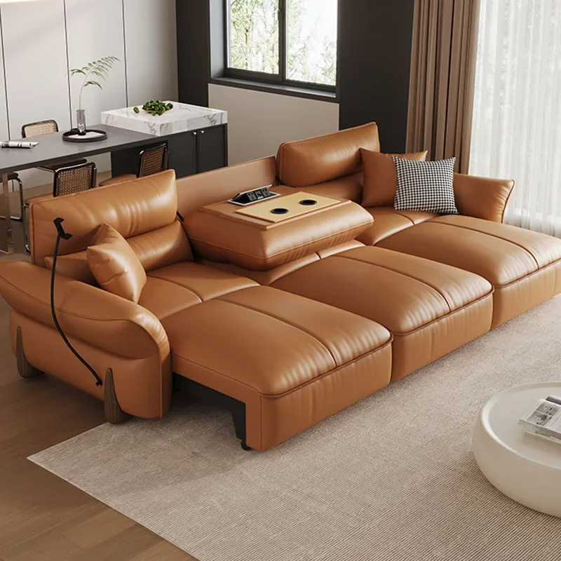 Service Genuine Leather Sofa Living Room Electric Reclining Italian Sofa Lounge Luxury Divano Nordic Divano Postmodern Furniture