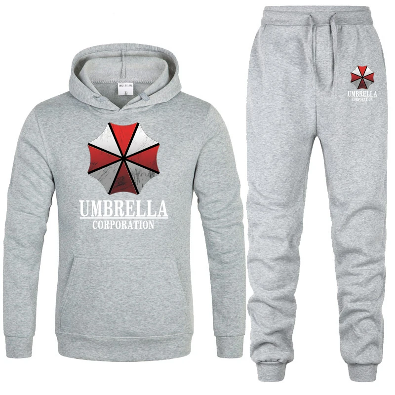 Męski strój sportowy z kapturem Umbrella Corporation Casual bluzy z kapturem + spodnie 2 szt. Zestaw polar wysokiej jakości odzież sportowa unisex