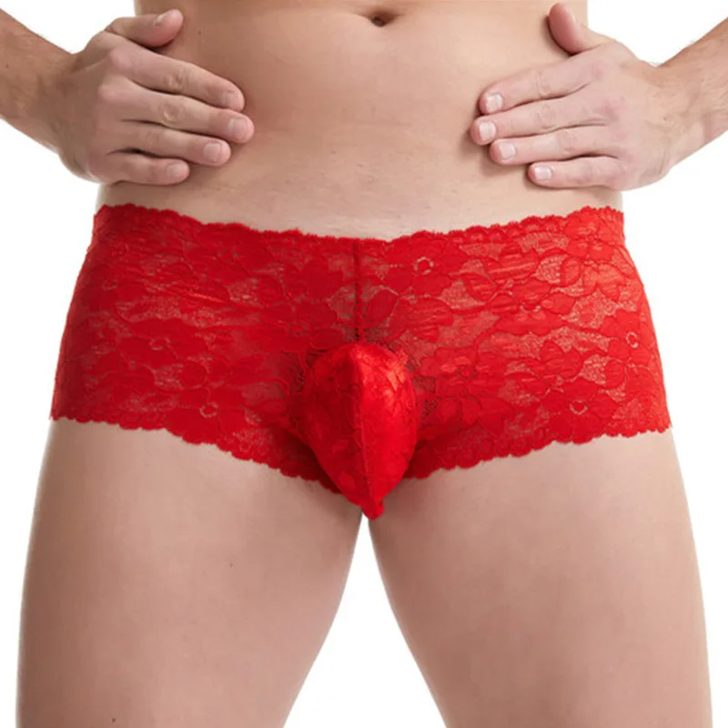 Transparent Mens Laced Boxer Shorts Sexy Breathable Pouch Lingerie Nightclub Performance Regalos Para Hombres