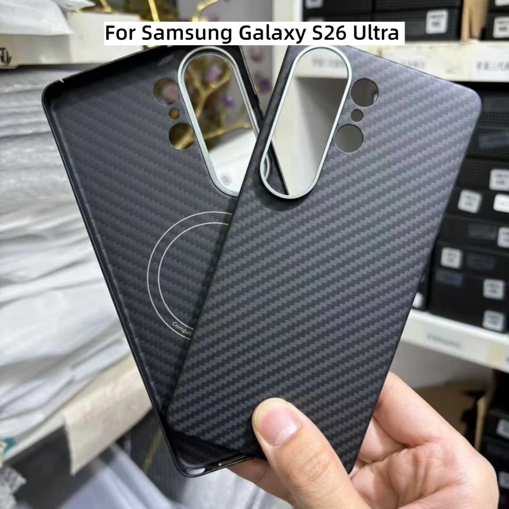

Magnetic Aramid Fiber Case for Samsung Galaxy S26 Ultra Genuine Carbon Fiber Anti-fall Thin Business Hard Shell Metal Lens Guard