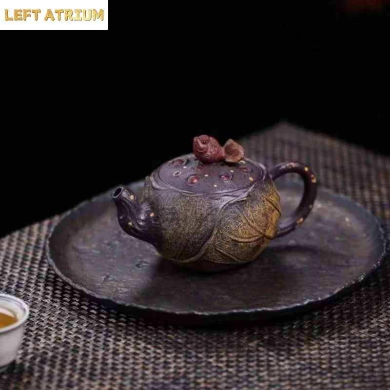 Yixing Raw Ore Purple Clay Teapot Goldfish Lotus Seed Pot Creative Boutique Biomimetic Pot Kung Fu Tea Set Teapot