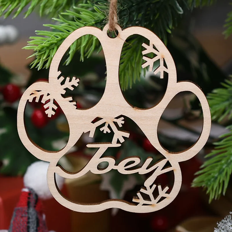 Custom-Made Name Christmas Ornament Personalized Laser Cut Customized Baubles Name Wooden Snowflake Christmas Hanging Gift Tags