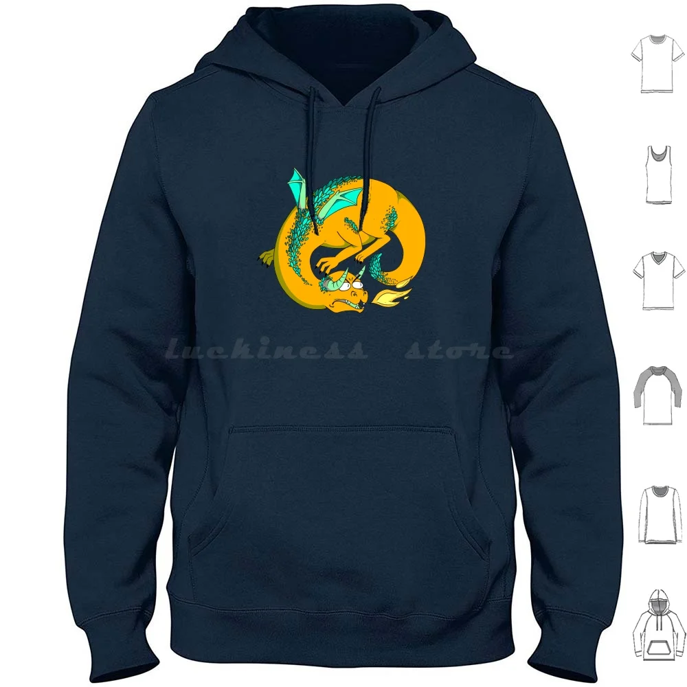 Angry Dragon Hoodies Long Sleeve Dragon Orange Angry Cartoon Fantasy
