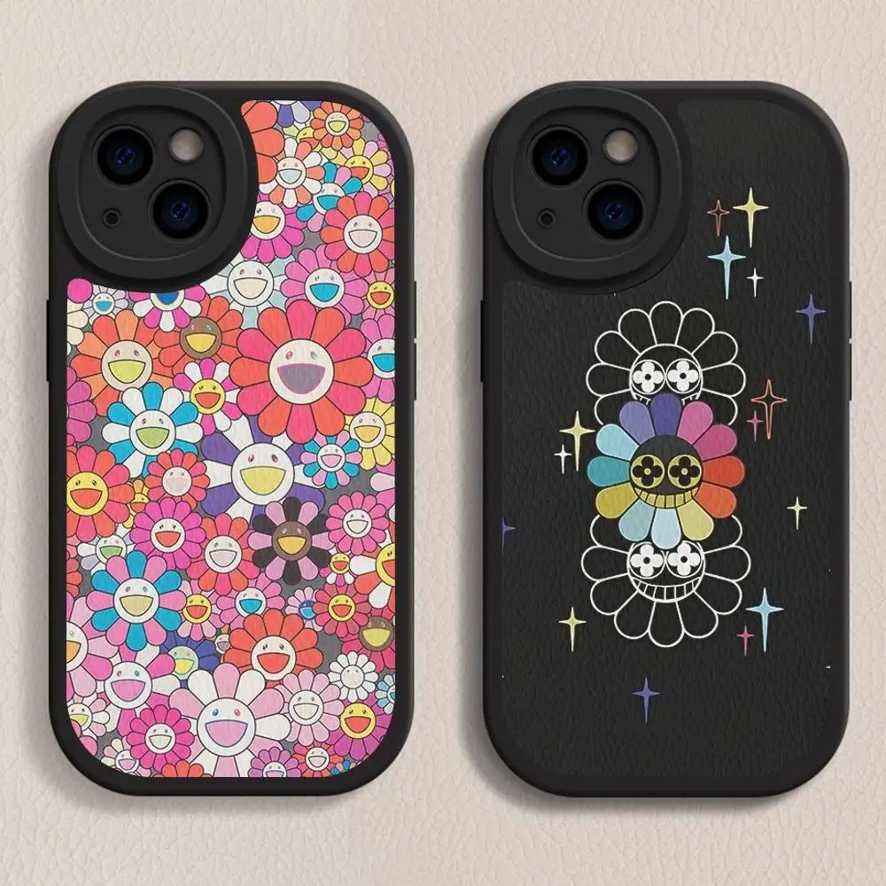 Art T-Takashi M-Murakamis Phone Case For IPhone 16 15 14 13 12 11 Pro Max Plus Leather Cover