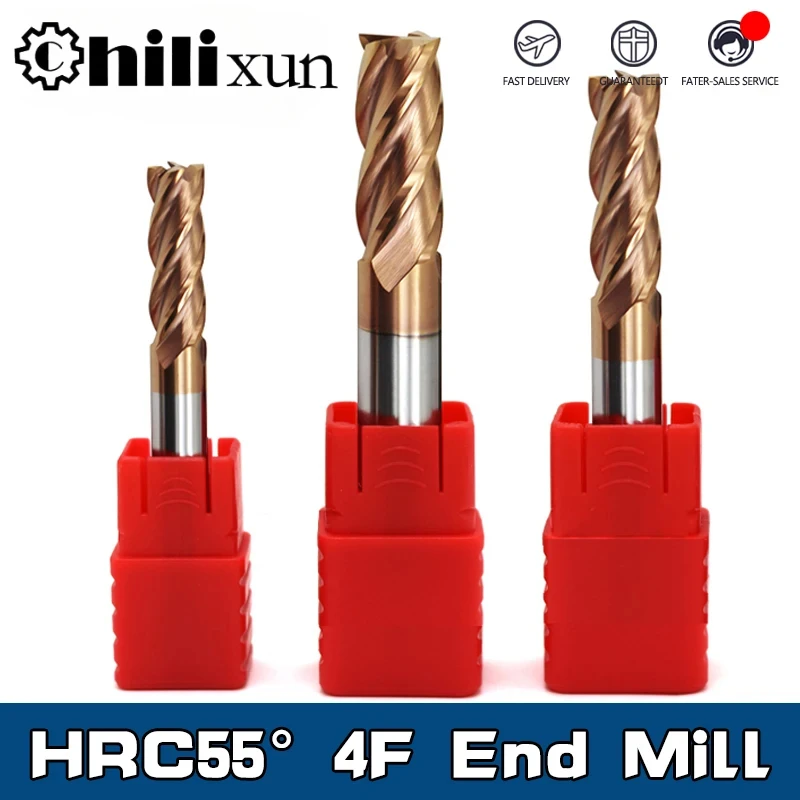 

HRC55 Carbide End Mill 1-20mm Endmill 4Flutes Milling Cutter Alloy Coating Tungsten Steel Cutting Tool CNC maching Endmills