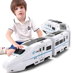 Tren de ferrocarril de simulación Harmony para niños, juguete de alta velocidad, luz, sonido eléctrico, modelo EMU, rompecabezas, coche, 1:8