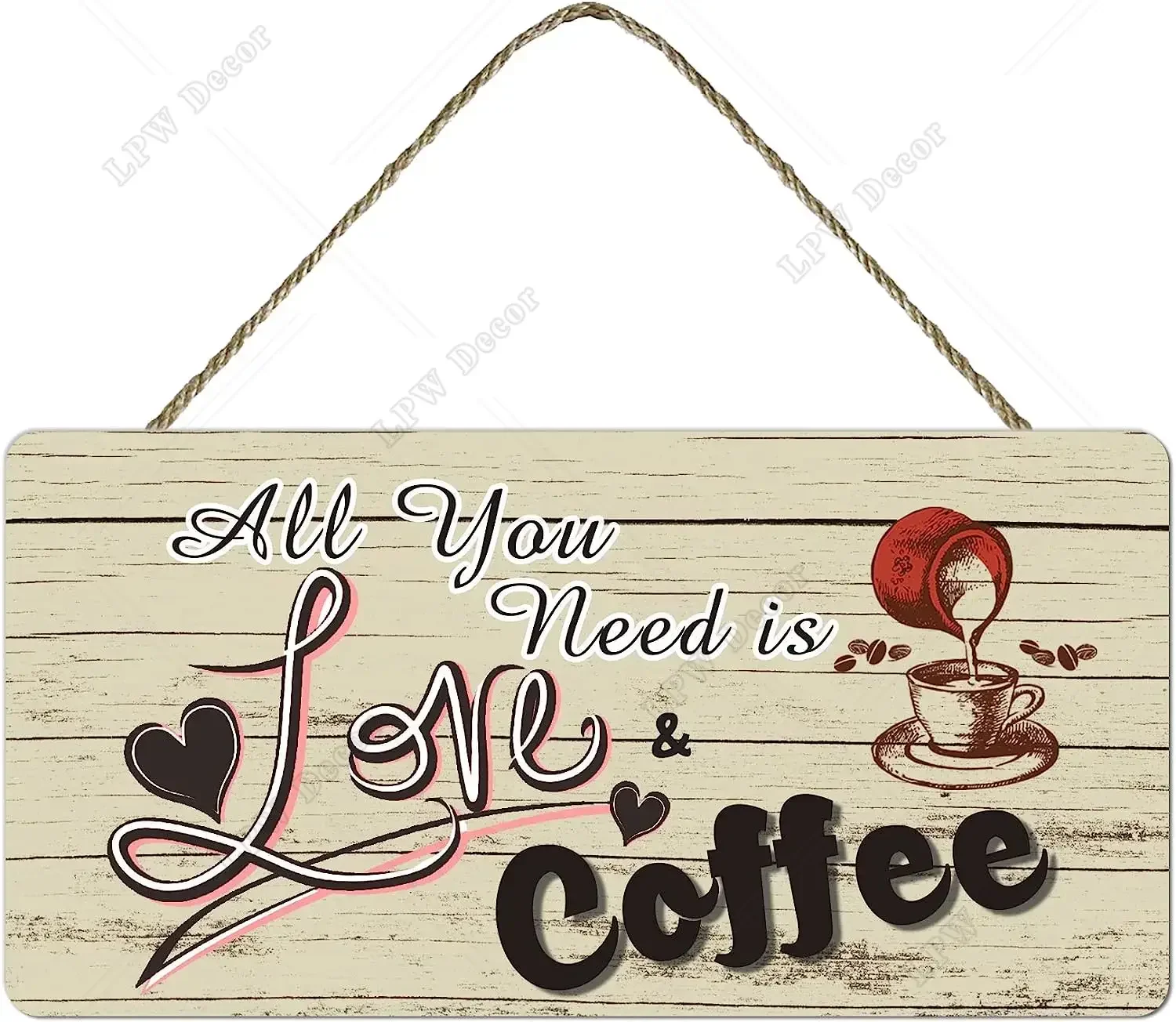 Wooden Hanging Wall Decor All You Need Is Love And Coffee With Hearts For Home Storefront Coffee Shop Gift For Coffee Lover