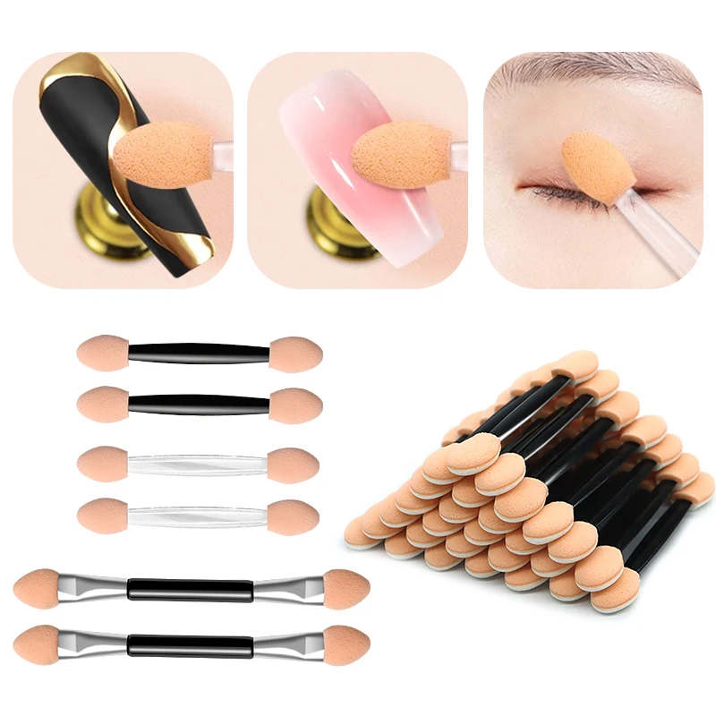 10/30/50PCS Dual Ended Disposable Nail Sponge Brush Small Portable Makeup Beauty Nail Art Powder Application Nail Tool Wholesale