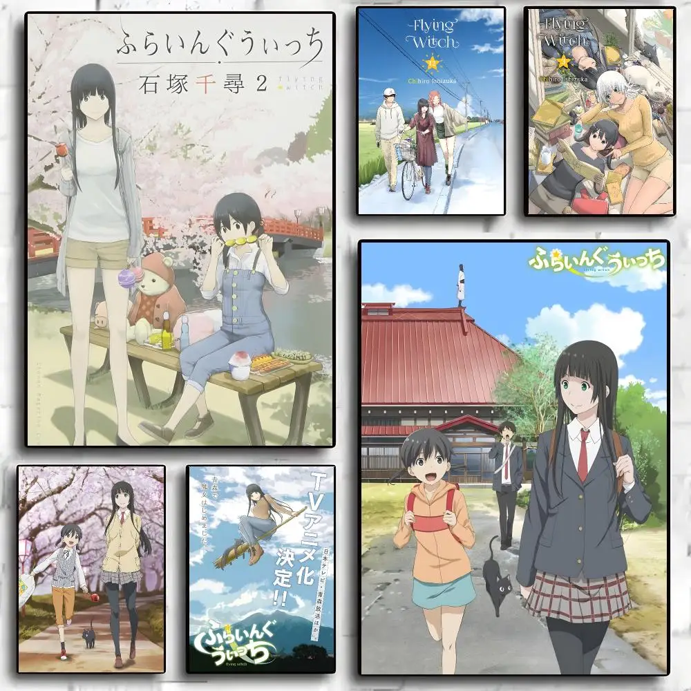 Flying Witch Manga Slice of Life  Poster Self-adhesive Advanced Aesthetic Printing Paper Wall Art for Living Room Home Decor