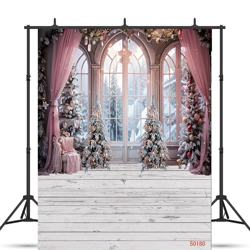 

SHUOZHIKE Art Fabric Christmas Theme Photography Background Props Pine Tree Family Festival Backdrops For Photo Studio ZM-05