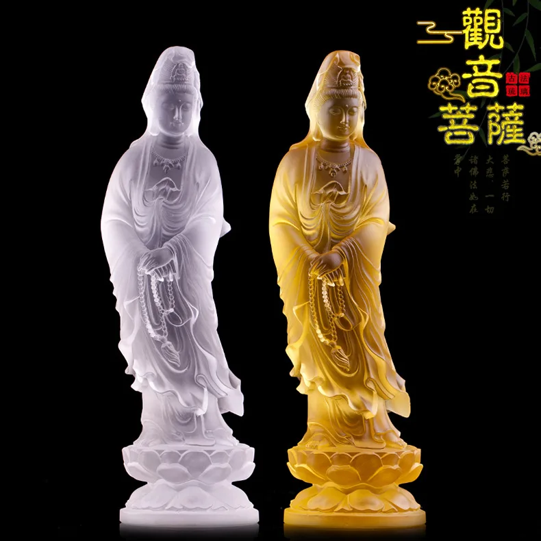 Top grade home family shop efficacious Safety Talisman Hand carving CRYSTAL Guanyin Bodhisattva Buddha statue