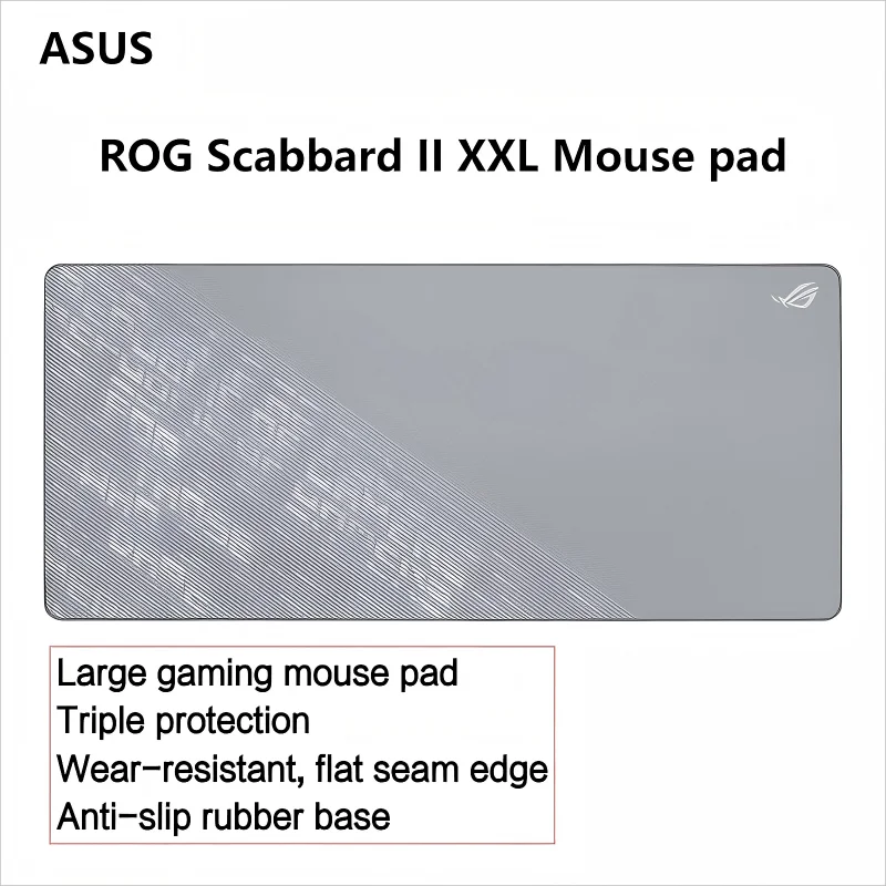 

ROG Scabbard II Серый XXL большой игровой коврик для мыши, тройная защита, противоизносные, плоский край, противоскользящее резиновое основание