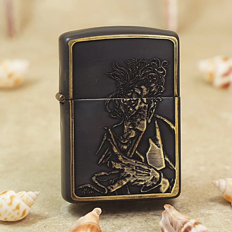 Genuine Zippo Joker character oil lighter copper windproof cigarette Kerosene lighters Gift with anti-counterfeiting code