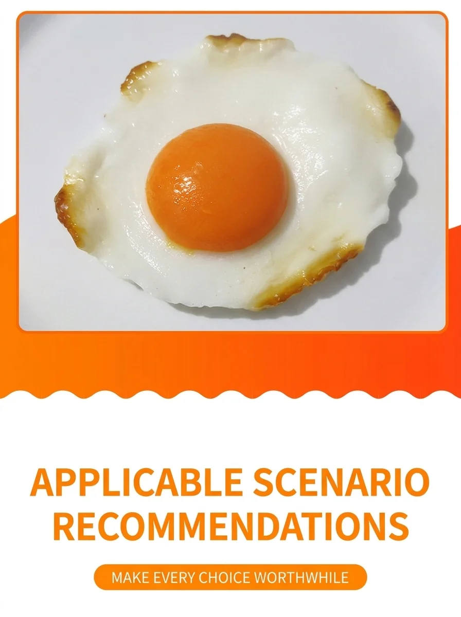Simuliertes Spiegelei-Modell, Künstliches Lebensmittel-Spielzeug, Sunny-Side-Up-Ei-Requisite für die Präsentation und Dekoration in westlichen Restaurants – Detail 5