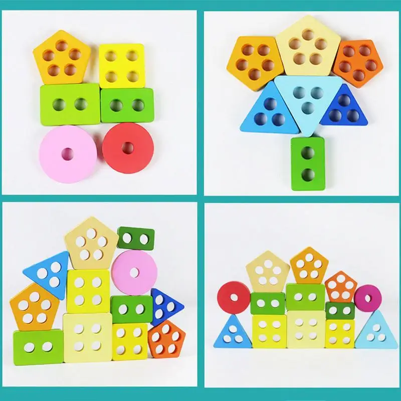 Shape Sorter Color Shape Recognition Stacker Sorter Preschool Educational Toys Learning Puzzles Gift For 4 5 6 Years Old Kids