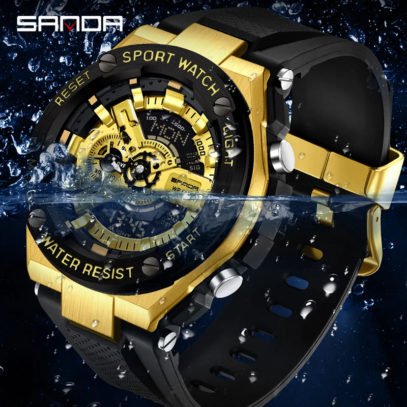 2023 New Handlift Light Korean Edition Multi functional Sports Sanda 3170 Waterproof and Shockproof Alarm Clock Men\'s Watch