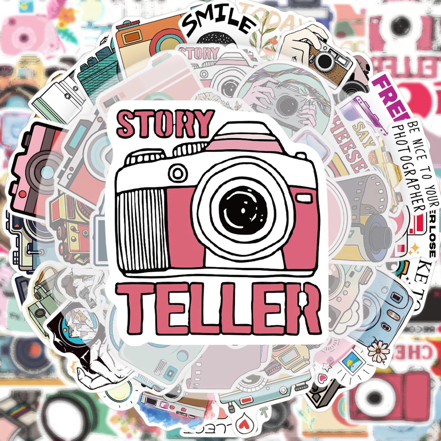 50 Fotografen-Graffiti-Aufkleber, geeignet zum Dekorieren von Wasserflaschen, Laptops, Mobiltelefonen, Koffern, Skateboards, Gitarren, Geschenkboxen, Partydekorationen