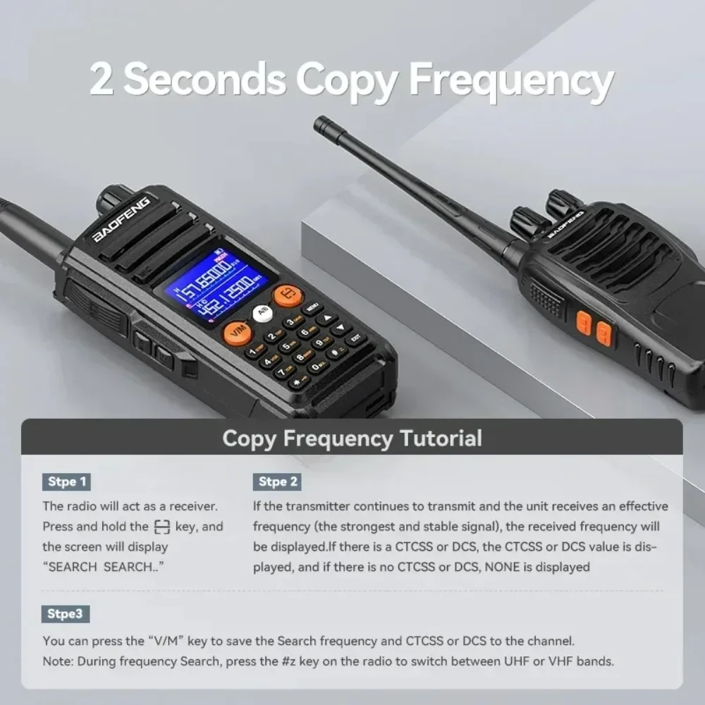 Baofeng UV-27 Walkie Talkie High Power Wireless Copy Frequency NOAA 999CH UHF VHF FM Long Range Type-C Portable Ham 2 Way Radios