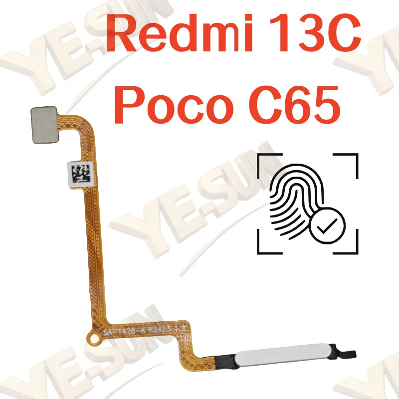 

For Xiaomi Redmi 13C / Poco C65 Fingerprint Sensor Home Return Key Menu Button With Side Power On Off Flex