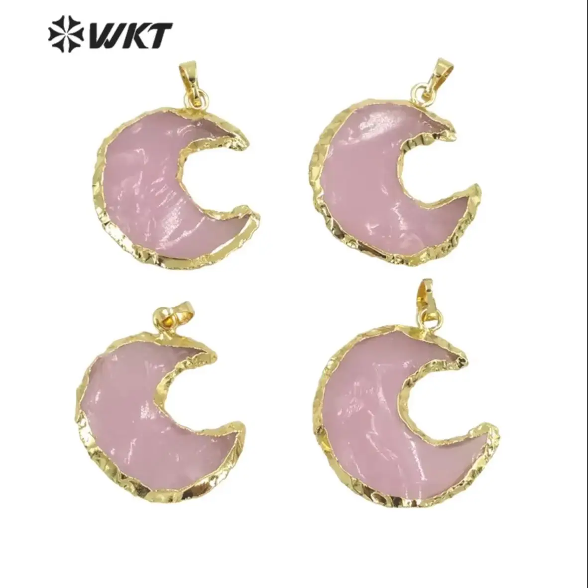 WT-P1725  wholesale Cute little The moon pendant  Natural stone pink jewel crescent pendant for your wedding anniversary gift